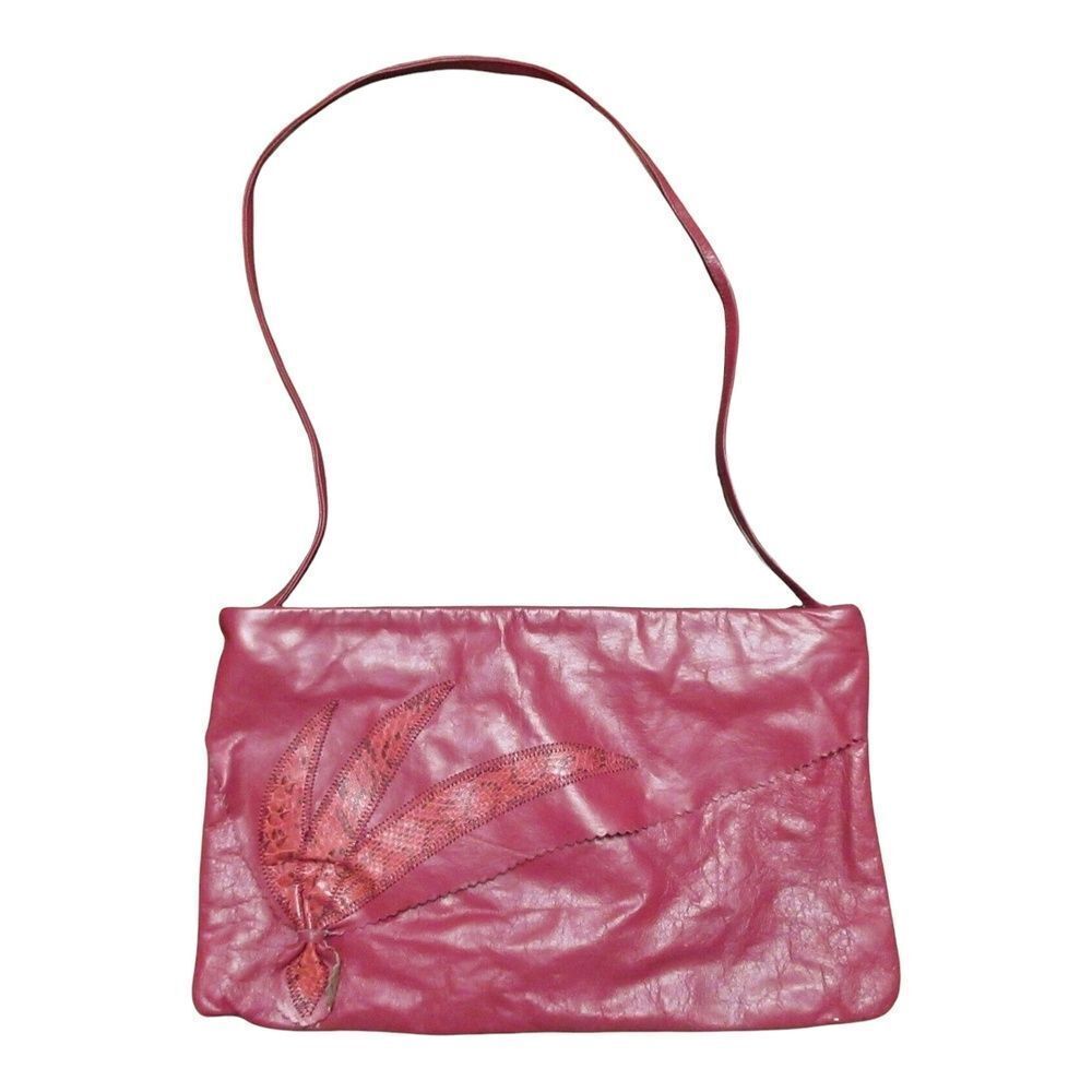 Creaciones Exclusivas Lopez Camacho Red Leather Snakeskin Vintage Shoulder Bag